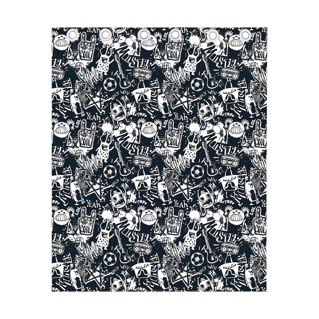 Graffiti Monster Characters Print Curtain