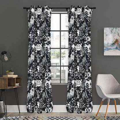 Graffiti Monster Characters Print Curtain