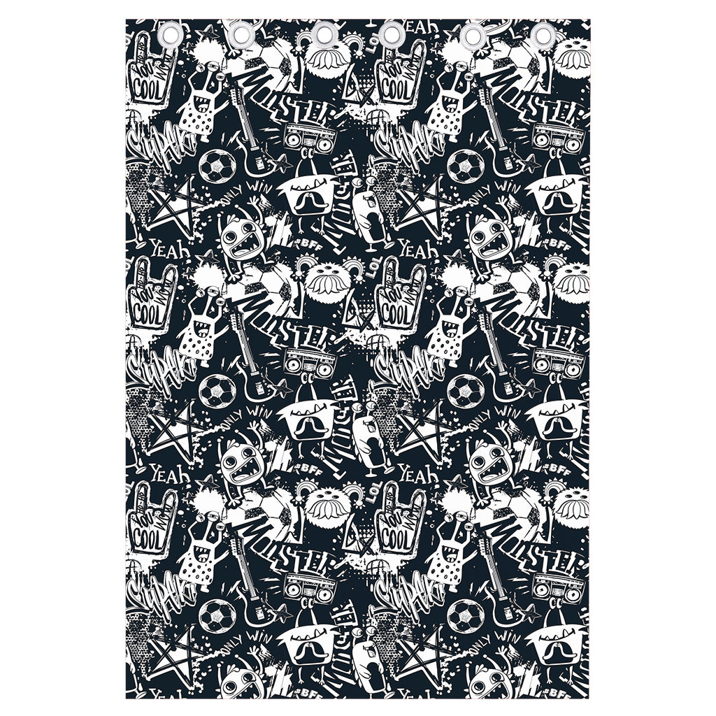 Graffiti Monster Characters Print Curtain
