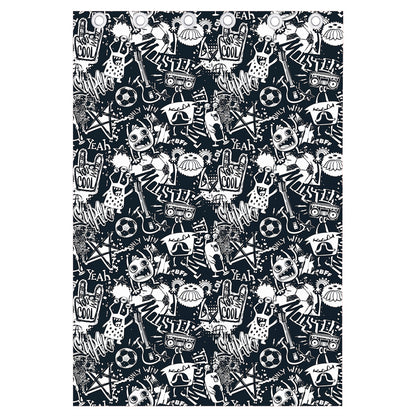 Graffiti Monster Characters Print Curtain