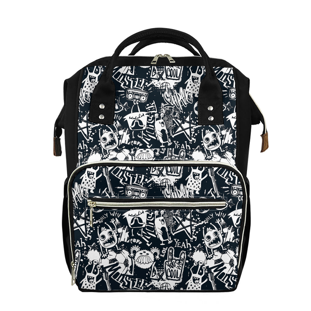 Graffiti Monster Characters Print Diaper Bag