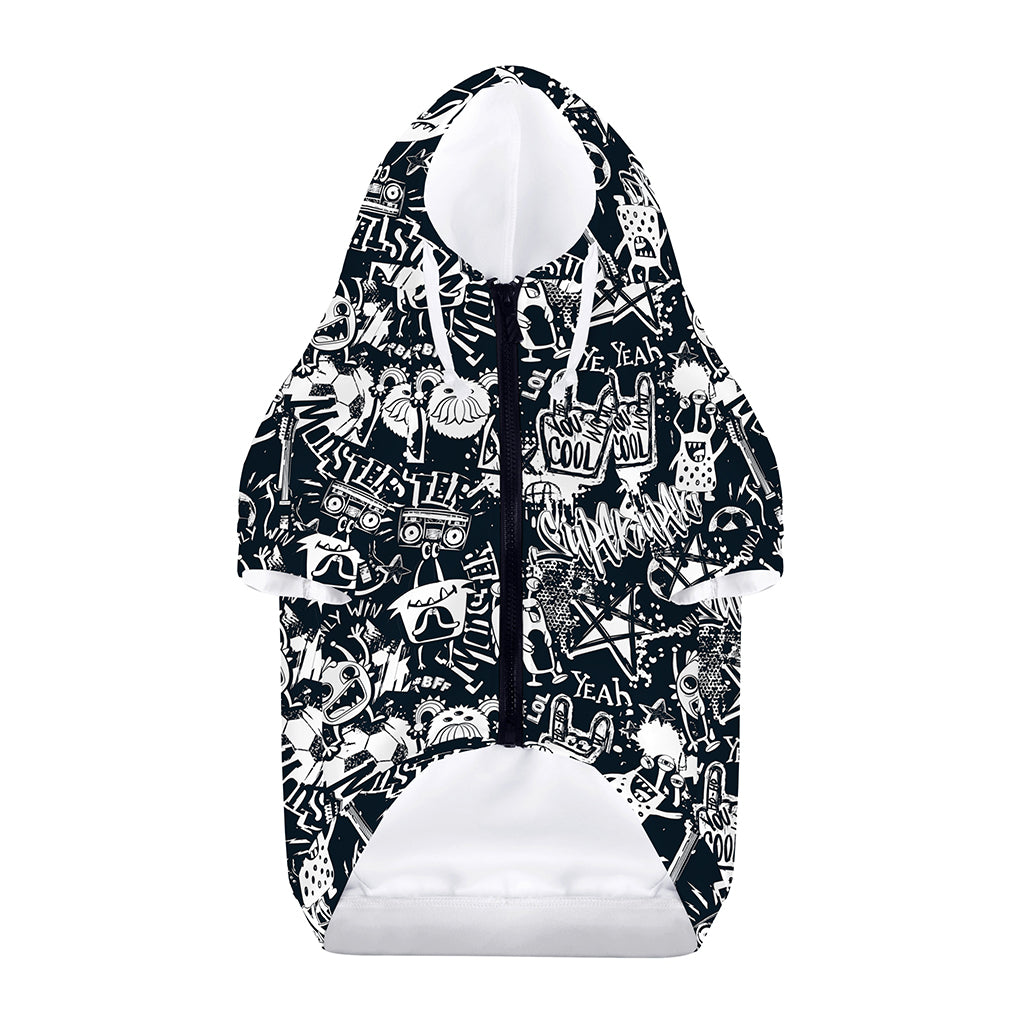 Graffiti Monster Characters Print Dog Zip Up Hoodie