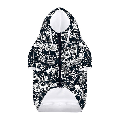 Graffiti Monster Characters Print Dog Zip Up Hoodie
