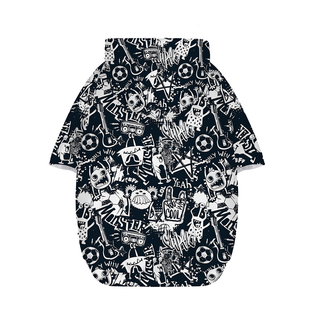 Graffiti Monster Characters Print Dog Zip Up Hoodie