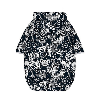 Graffiti Monster Characters Print Dog Zip Up Hoodie