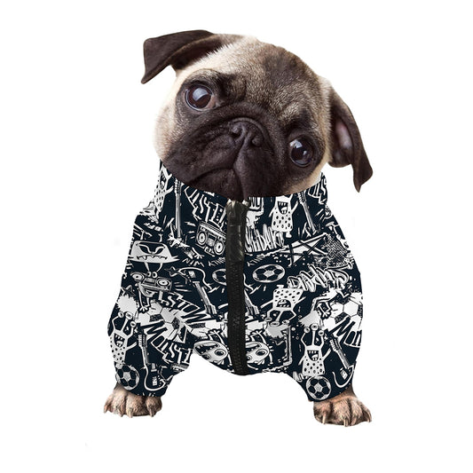 Graffiti Monster Characters Print Dog Zip Up Jacket