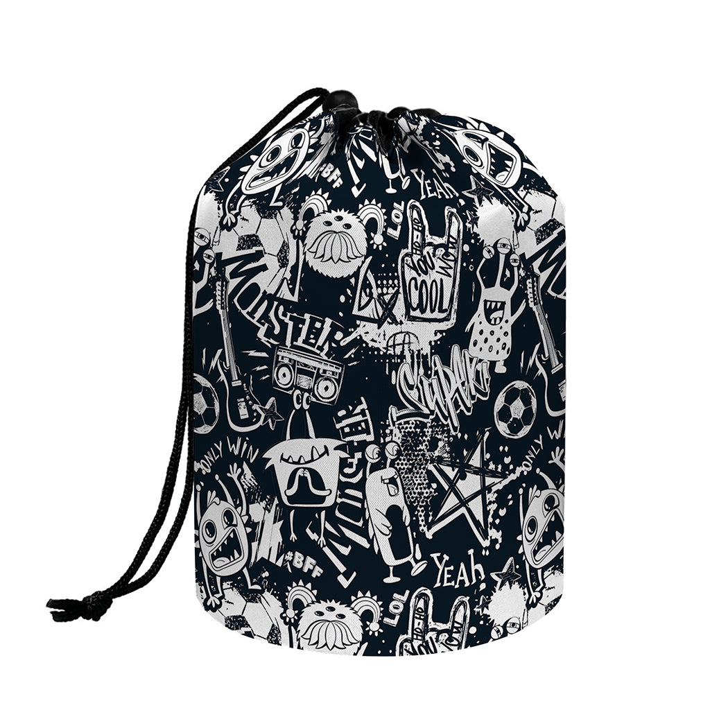 Graffiti Monster Characters Print Drawstring Makeup Bag