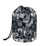 Graffiti Monster Characters Print Drawstring Makeup Bag