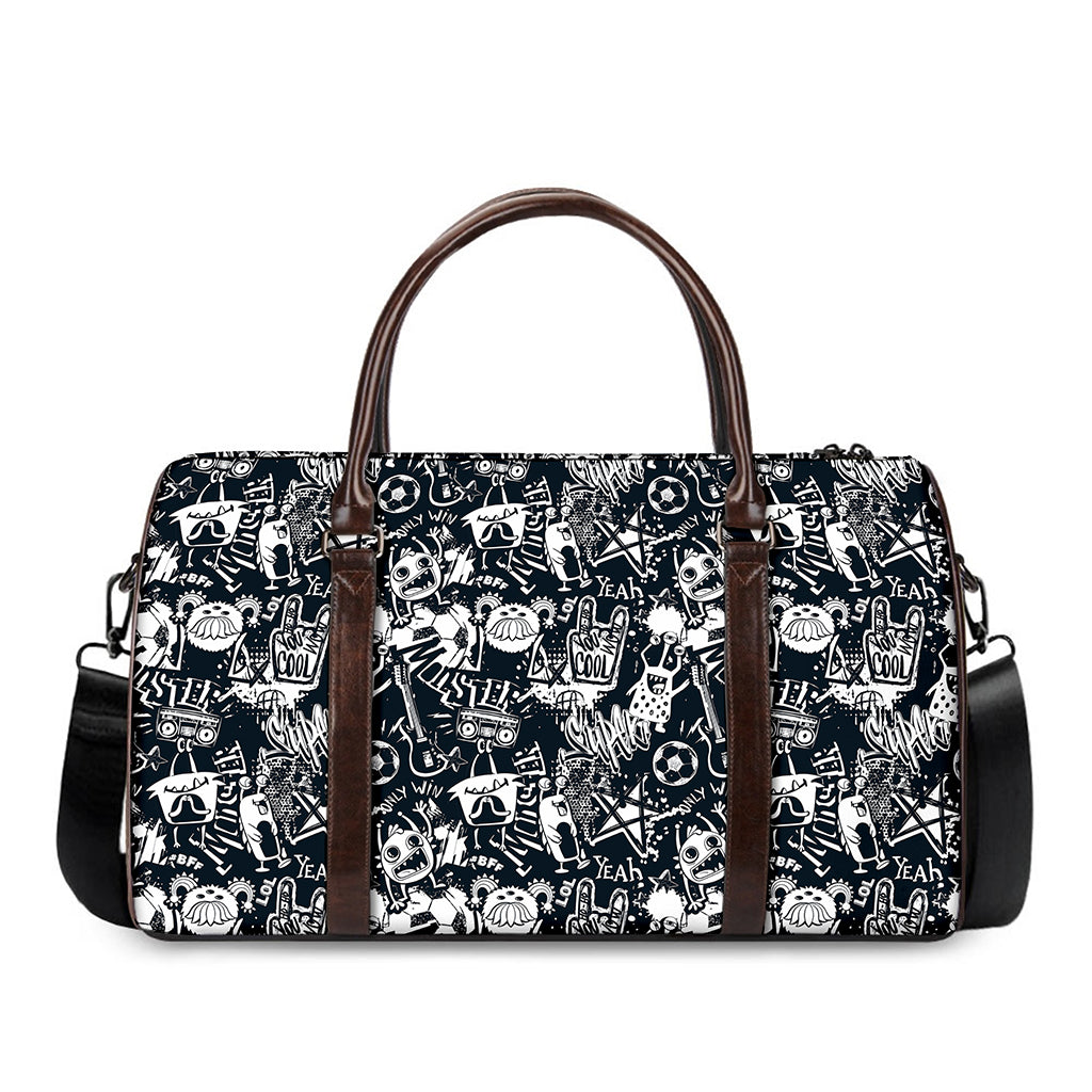 Graffiti Monster Characters Print Duffle Bag
