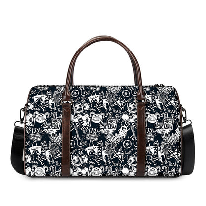 Graffiti Monster Characters Print Duffle Bag