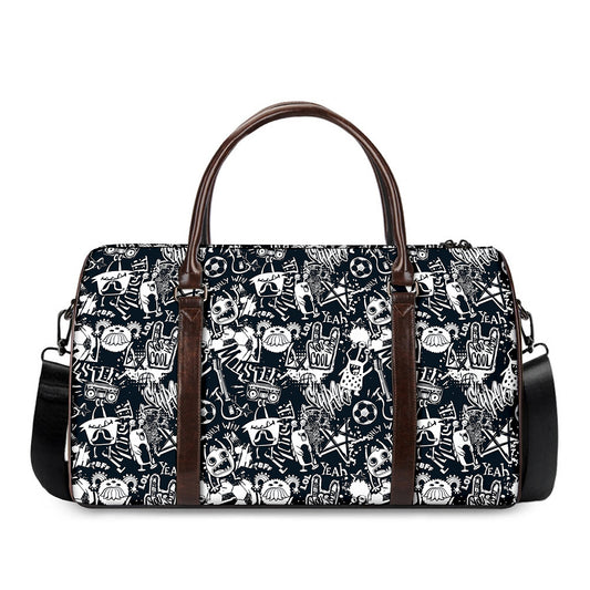 Graffiti Monster Characters Print Duffle Bag