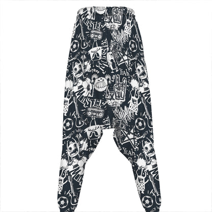 Graffiti Monster Characters Print Hammer Pants