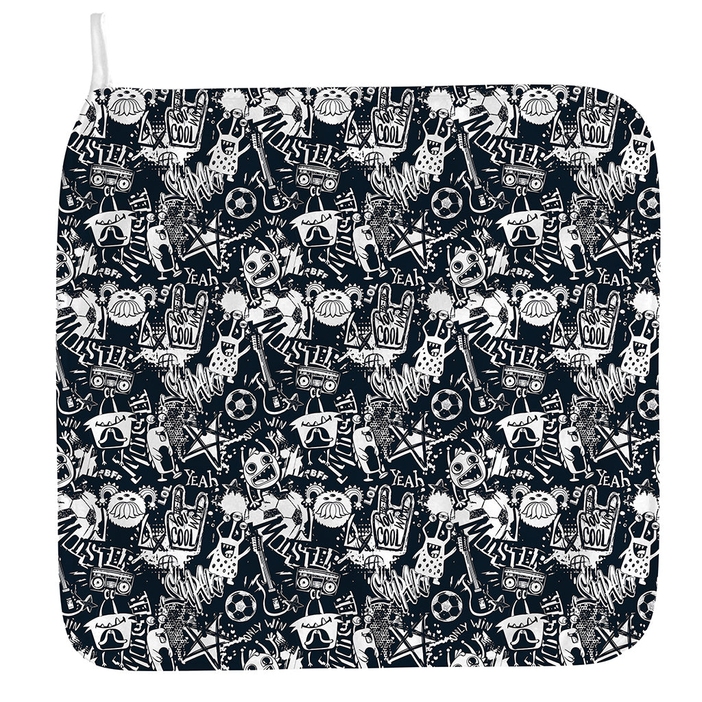 Graffiti Monster Characters Print Hand Towel