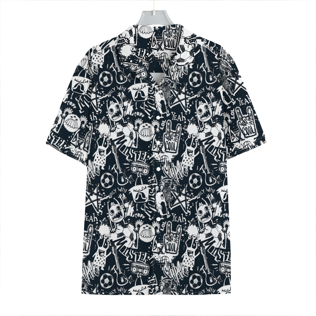 Graffiti Monster Characters Print Hawaiian Shirt