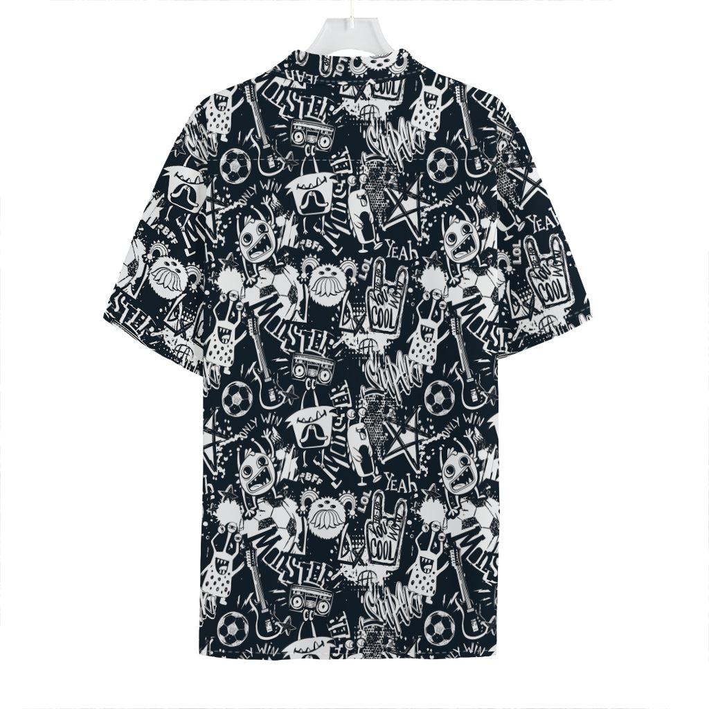 Graffiti Monster Characters Print Hawaiian Shirt