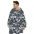 Graffiti Monster Characters Print Hoodie Blanket
