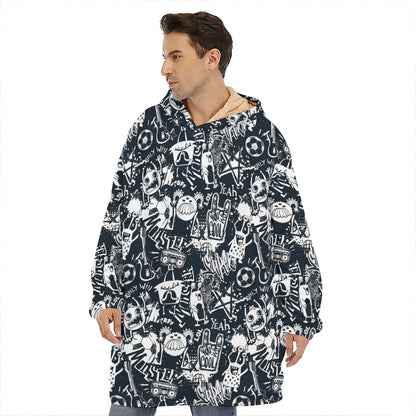 Graffiti Monster Characters Print Hoodie Blanket