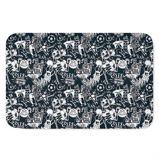 Graffiti Monster Characters Print Indoor Door Mat