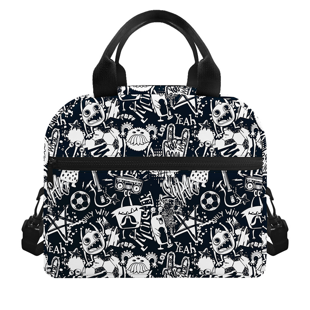 Graffiti Monster Characters Print Insulated Lunch Bag