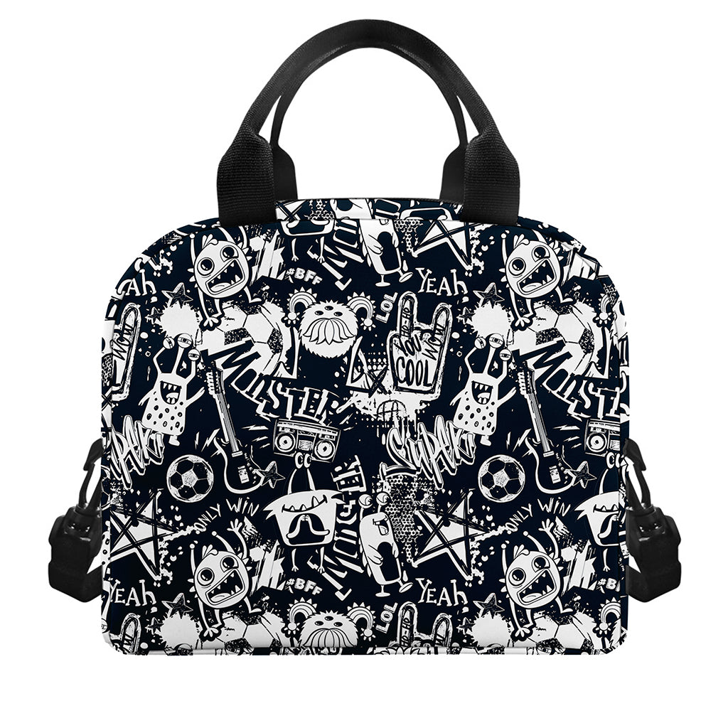 Graffiti Monster Characters Print Insulated Lunch Bag