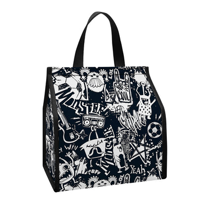 Graffiti Monster Characters Print Insulated Lunch Tote