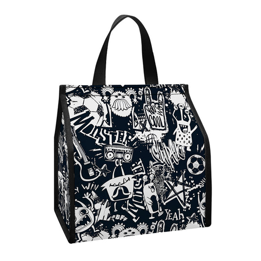 Graffiti Monster Characters Print Insulated Lunch Tote