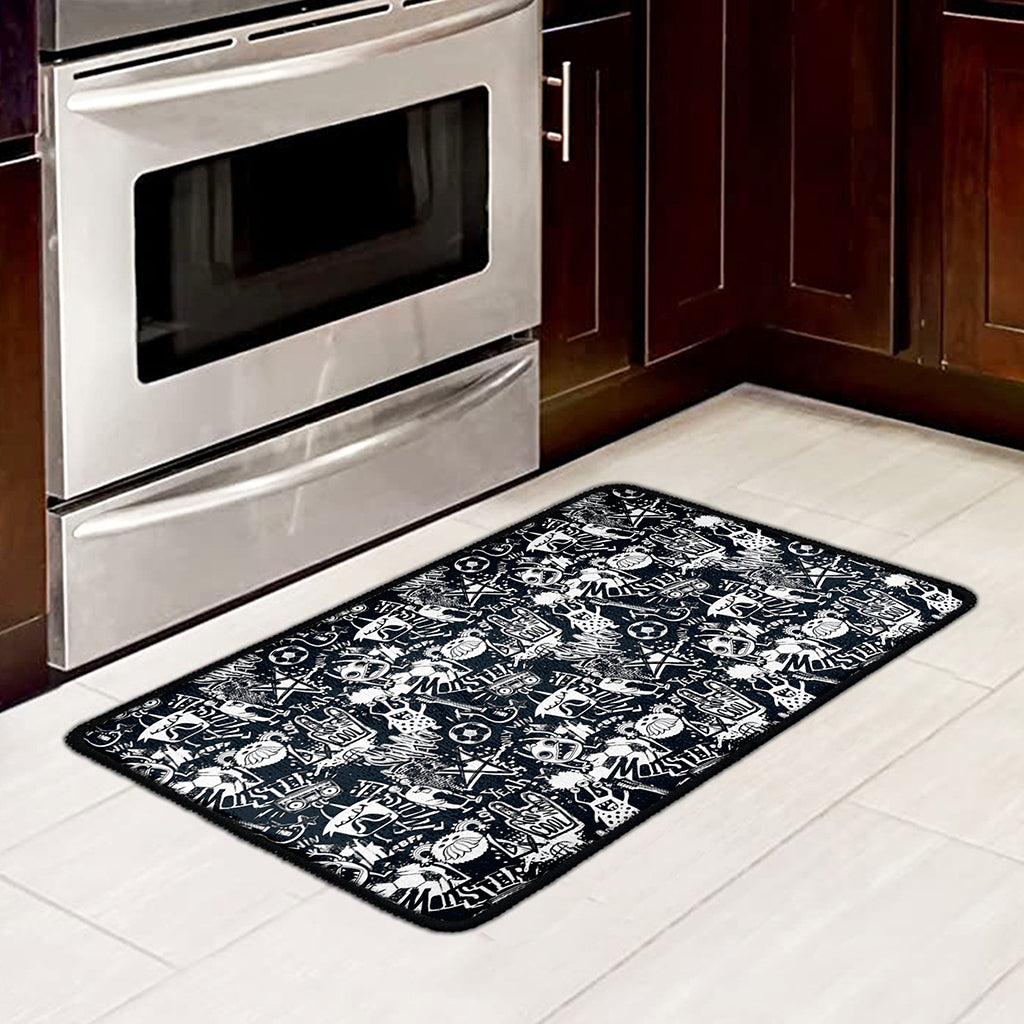 Graffiti Monster Characters Print Kitchen Mat