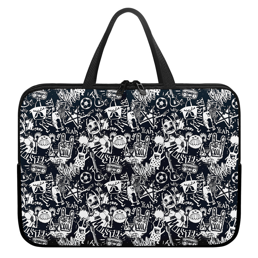 Graffiti Monster Characters Print Laptop Sleeve With Handle