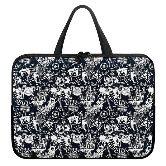 Graffiti Monster Characters Print Laptop Sleeve With Handle