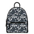 Graffiti Monster Characters Print Leather Backpack