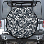 Graffiti Monster Characters Print Leather Spare Tire Cover