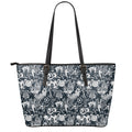 Graffiti Monster Characters Print Leather Tote Bag With Zipper