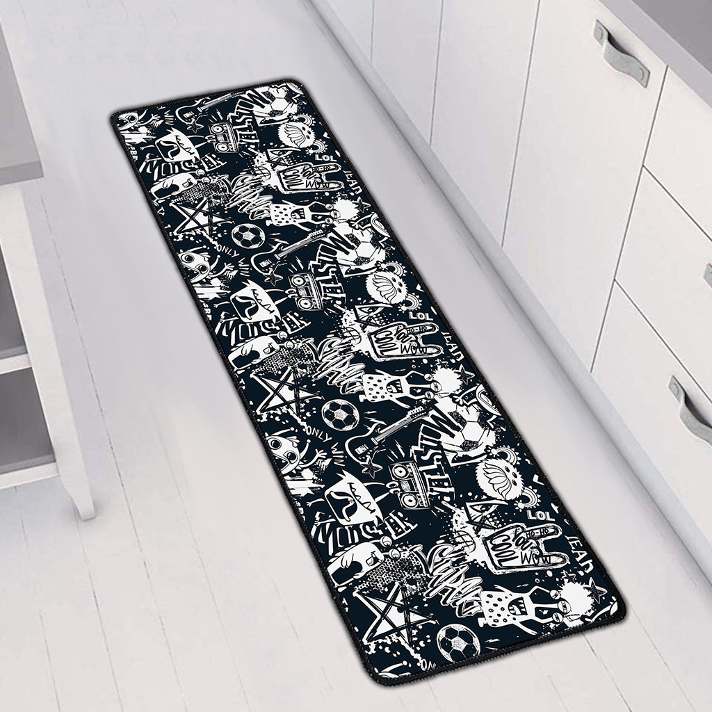 Graffiti Monster Characters Print Long Kitchen Mat