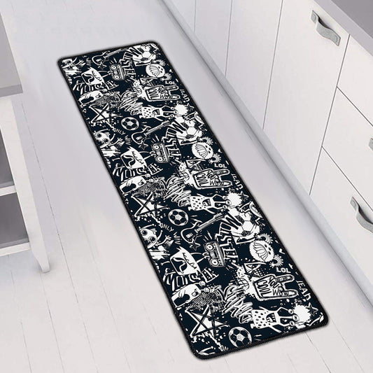 Graffiti Monster Characters Print Long Kitchen Mat