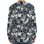 Graffiti Monster Characters Print Long Sleeve Baseball Jersey