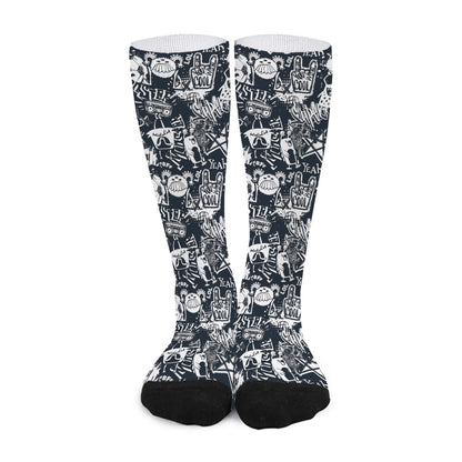 Graffiti Monster Characters Print Long Socks