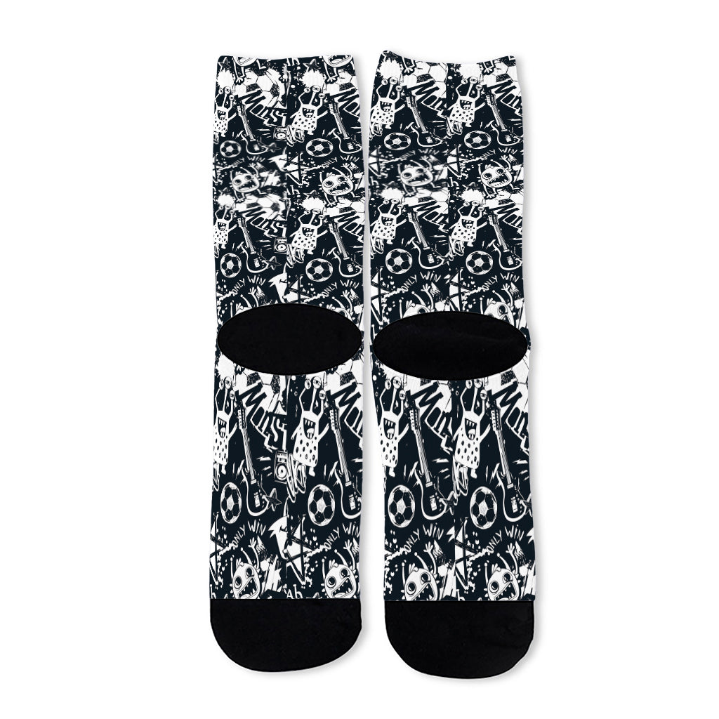 Graffiti Monster Characters Print Long Socks