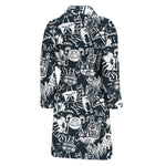 Graffiti Monster Characters Print Men's Bathrobe