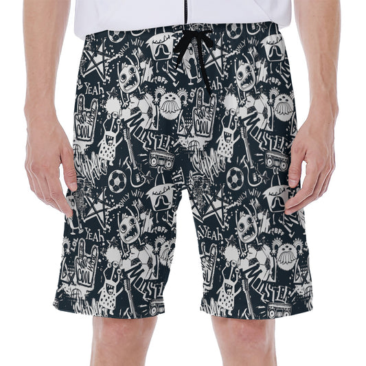Graffiti Monster Characters Print Men's Beach Shorts