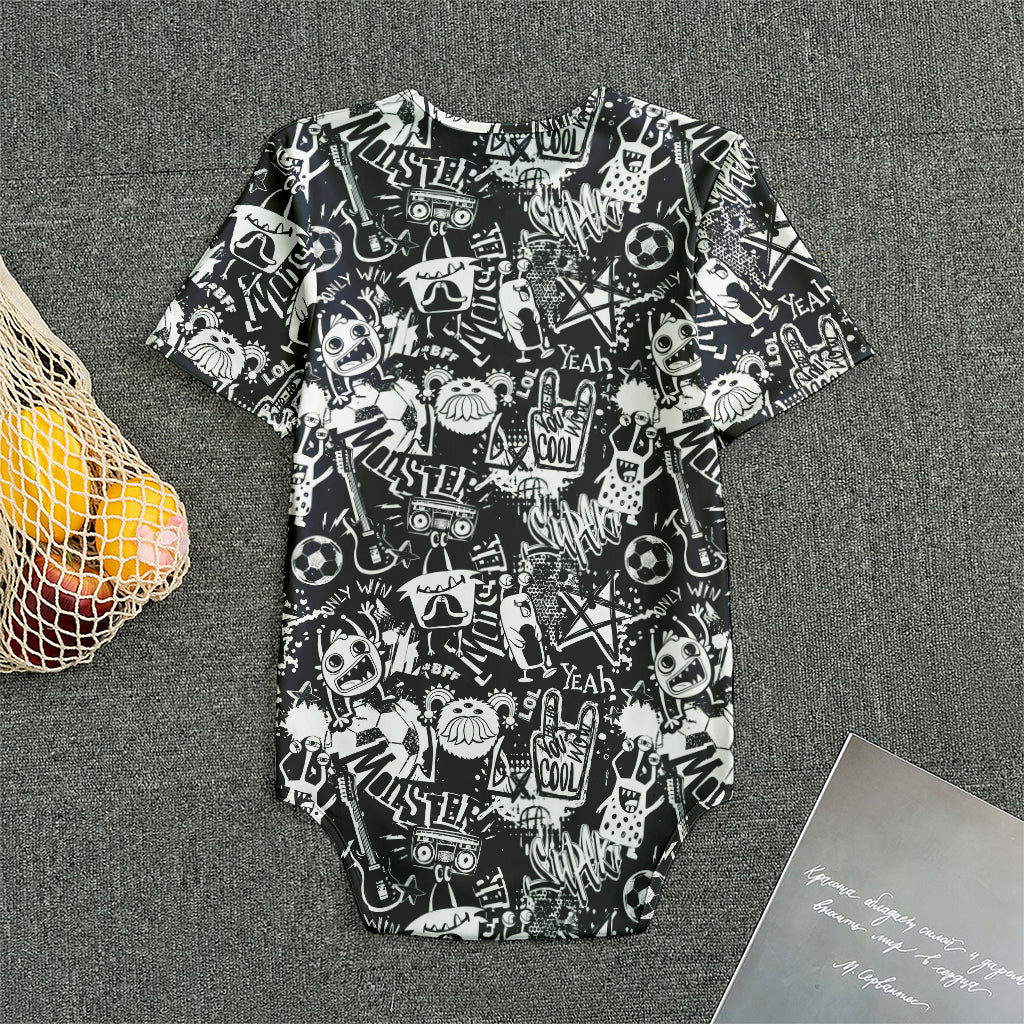 Graffiti Monster Characters Print Men's Bodysuit