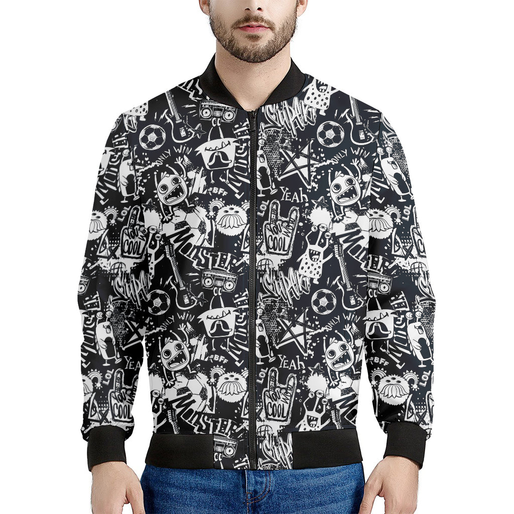 Graffiti Monster Characters Print Men's Bomber Jacket