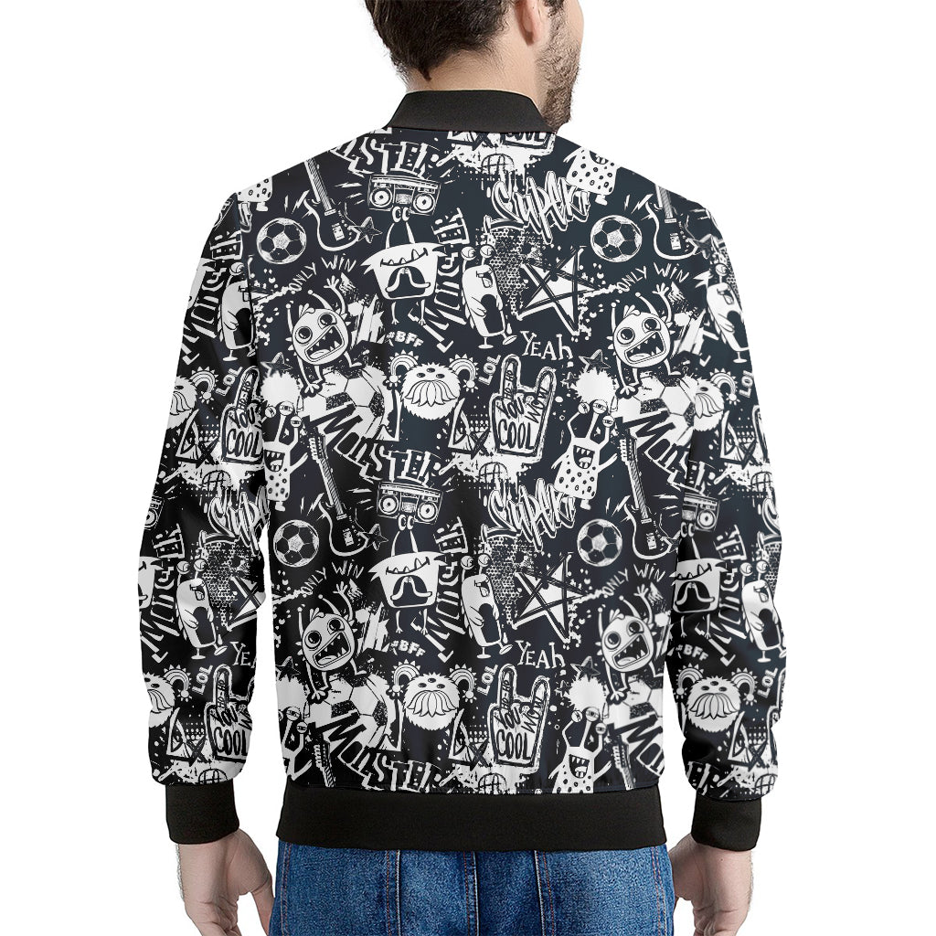 Graffiti Monster Characters Print Men's Bomber Jacket