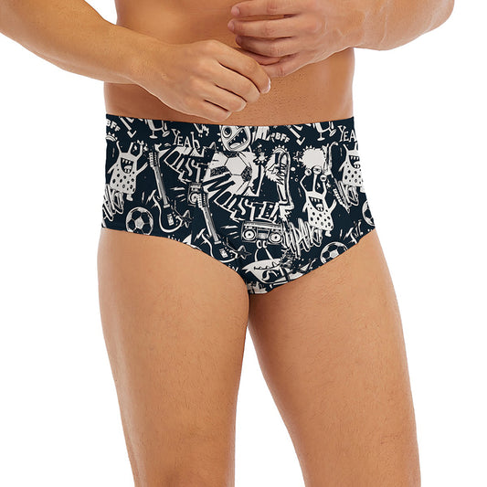 Graffiti Monster Characters Print Men's Briefs