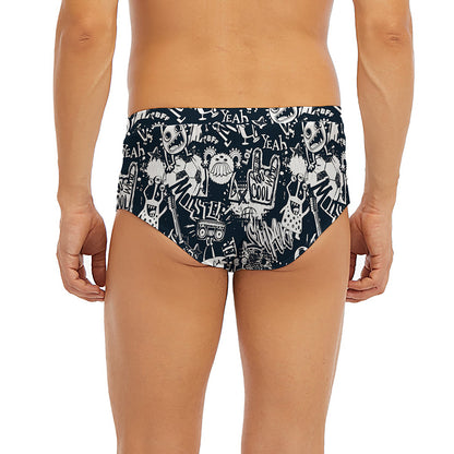 Graffiti Monster Characters Print Men's Briefs