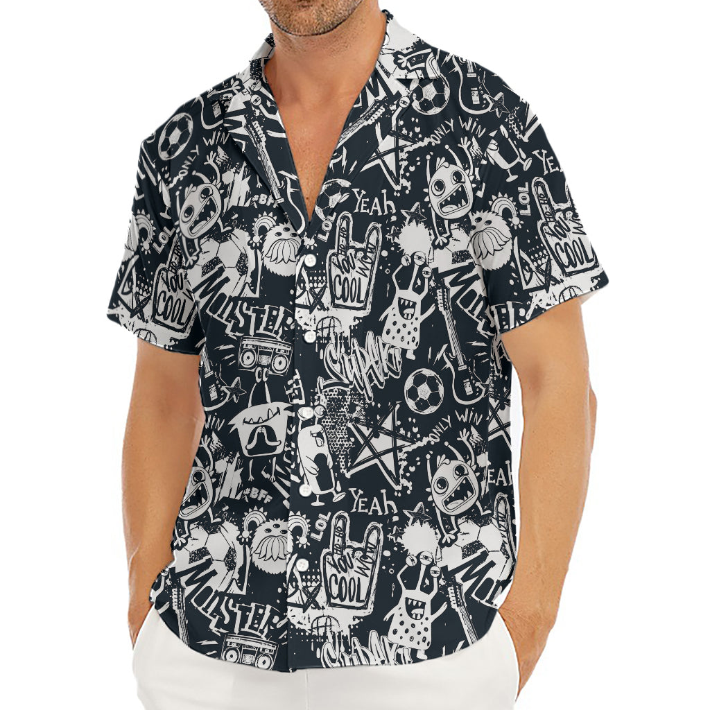 Graffiti Monster Characters Print Men's Deep V-Neck Shirt