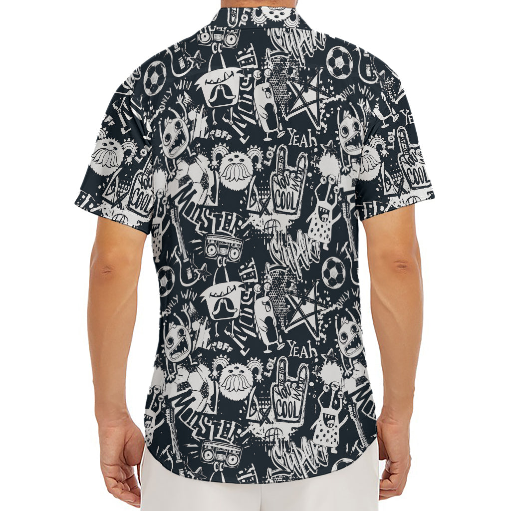 Graffiti Monster Characters Print Men's Deep V-Neck Shirt