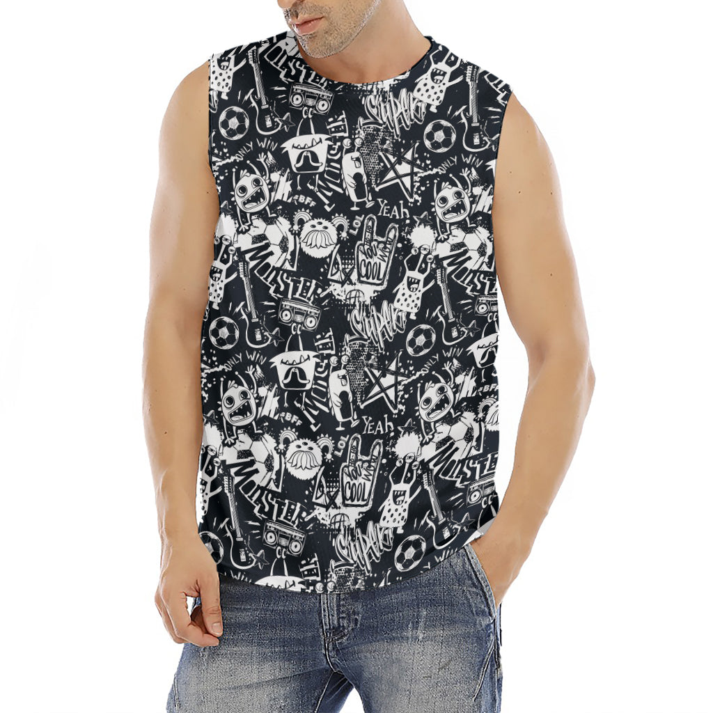 Graffiti Monster Characters Print Men's Fitness Tank Top
