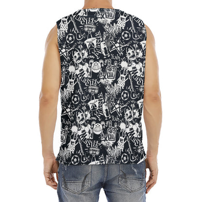 Graffiti Monster Characters Print Men's Fitness Tank Top
