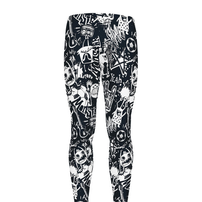 Graffiti Monster Characters Print Men's leggings