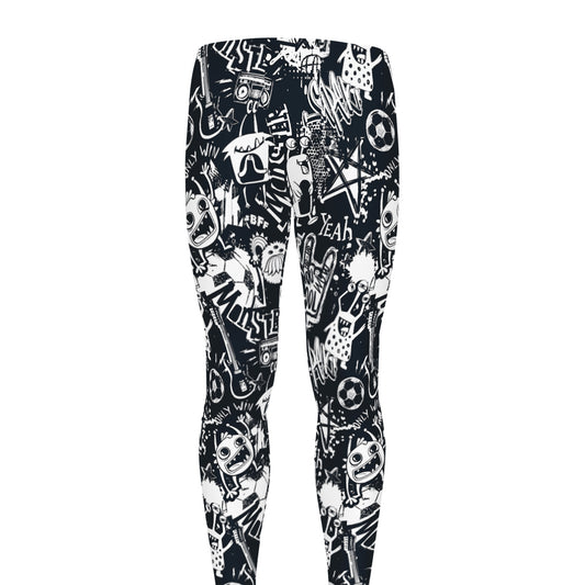 Graffiti Monster Characters Print Men's leggings